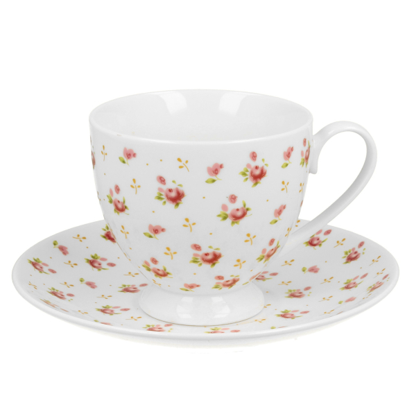 Filiżanka do kawy i herbaty porcelanowa ze spodkiem DUO FIVE O'CLOCK ELENI 220 ml