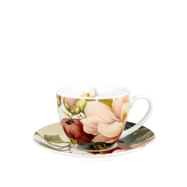 Filiżanka do kawy i herbaty porcelanowa ze spodkiem DUO FIVE O'CLOCK MAGNOLIA 250 ml