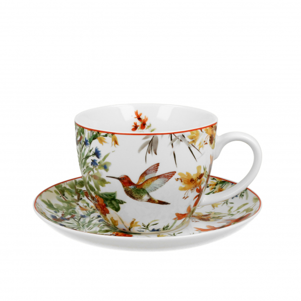 Filiżanka do kawy i herbaty porcelanowa ze spodkiem DUO LINNEA 470 ml