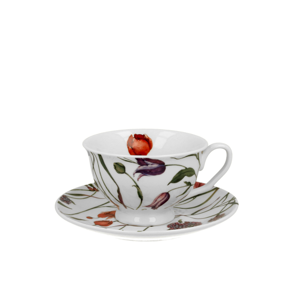 Filiżanka do kawy i herbaty porcelanowa ze spodkiem DUO THE SECRET GARDEN FLOWER MEADOW 250 ml