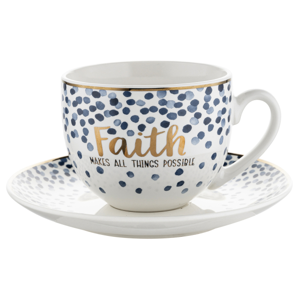 Filiżanka do kawy i herbaty porcelanowa ze spodkiem FLORINA MARE FAITH 240 ml