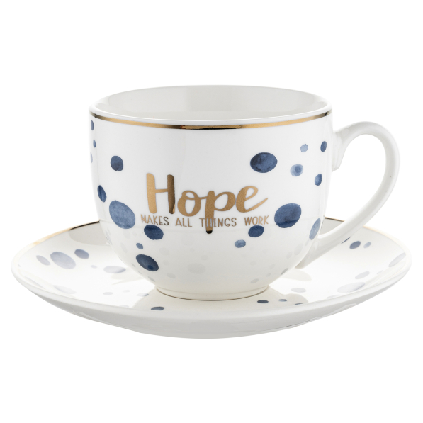 Filiżanka do kawy i herbaty porcelanowa ze spodkiem FLORINA MARE HOPE 240 ml