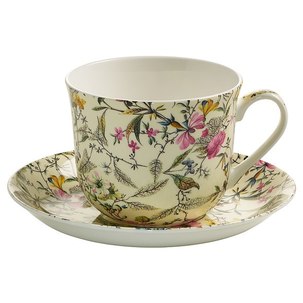 Filiżanka do kawy i herbaty porcelanowa ze spodkiem MAXWELL AND WILLIAMS GARDEN LIMPID KREMOWA 460 ml