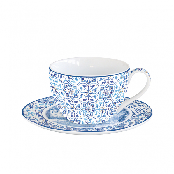 Filiżanka do kawy i herbaty porcelanowa ze spodkiem EASY LIFE INDIGO 280 ml