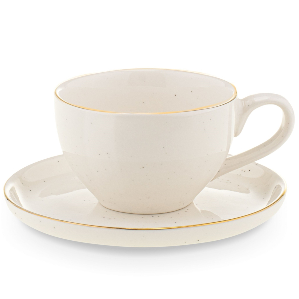 Filiżanka do kawy i herbaty porcelanowa ze spodkiem KONIGHOFFER NORDIC GLOSSY 220 ml