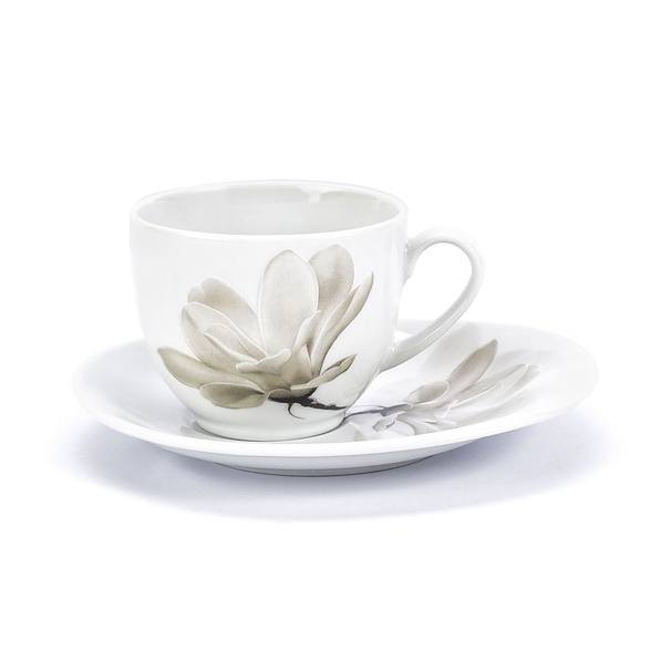 Filiżanka do kawy i herbaty porcelanowa ze spodkiem LUBIANA MAGNOLIA GŁADKA BIAŁA 250 ml