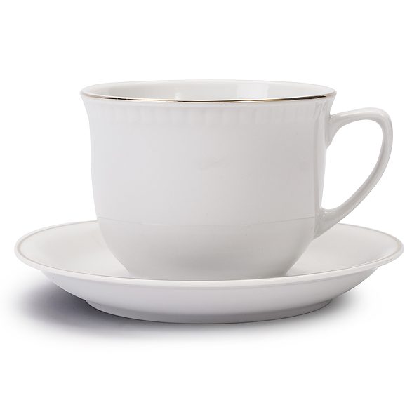 Filiżanka do kawy i herbaty porcelanowa ze spodkiem LUBIANA WIEDEŃ BIAŁA 300 ml