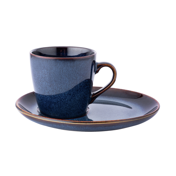 Filiżanka do kawy i herbaty ceramiczna ze spodkiem REACTIVE NAVY BLUE 310 ml