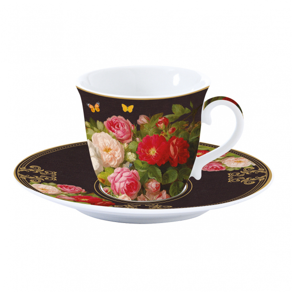 Filiżanka do kawy i herbaty porcelanowa ze spodkiem EASY LIFE VICTORIAN GARDEN 200 ml