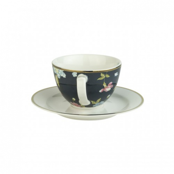 Filiżanka porcelanowa ze spodkiem LAURA ASHLEY HERITAGE MIDNIGHT GRANATOWA 250 ml