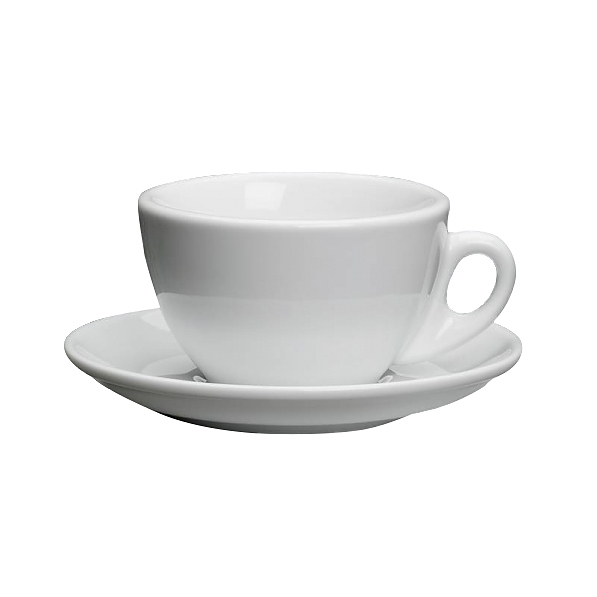 Filiżanka do cappuccino porcelanowa ze spodkiem CILIO ROMA BIAŁA 100 ml