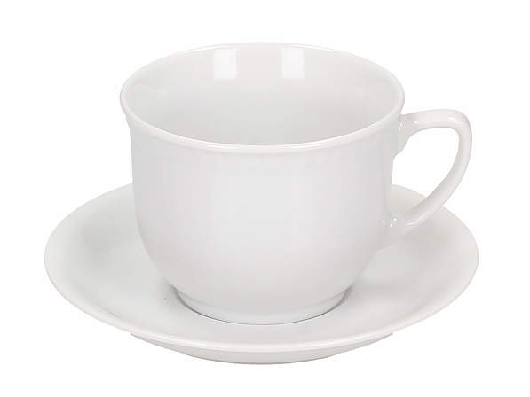 Filiżanka do kawy i herbaty porcelanowa ze spodkiem LUBIANA WIEDEŃ NIEDEKOROWANA BIAŁA 350 ml