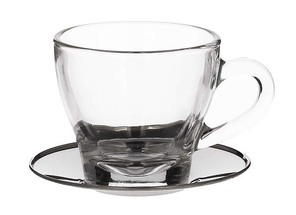 Filiżanka do kawy i herbaty szklana ze spodkiem LIMPIDO 150 ml