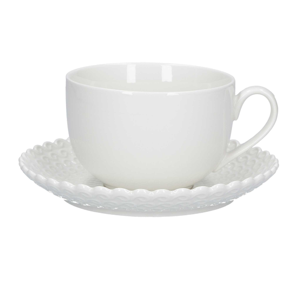 LA PORCELLANA BIANCA Momenti 450 ml - filiżanka do kawy i herbaty porcelanowa ze spodkiem