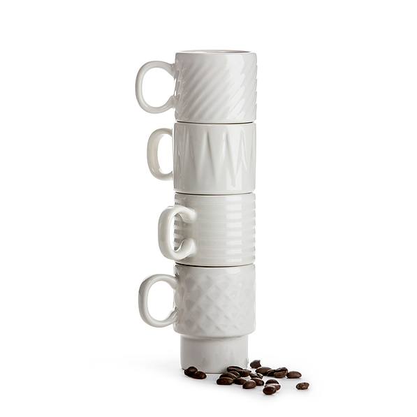 SAGAFORM Coffee białe 100 ml 4 szt. - filiżanki do espresso ceramiczne