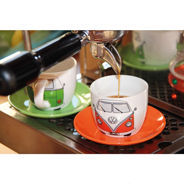 Filiżanki do espresso ceramiczne ze spodkami VOLKSWAGEN COLLECTION BY BRISA BUS WIELOKOLOROWE 100 ml 4 szt.