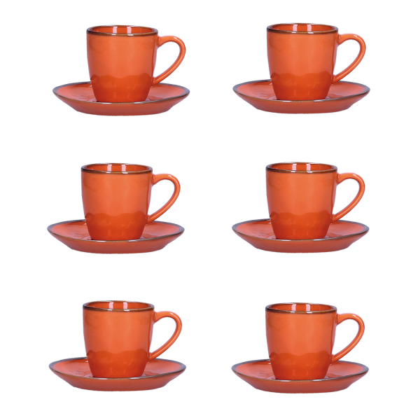 Filiżanki do espresso kamionkowe ze spodkami ROSE TULIPANI CONCERTO ARANCIONE 90 ml 6 szt.