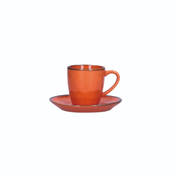 Filiżanki do espresso kamionkowe ze spodkami ROSE TULIPANI CONCERTO ARANCIONE 90 ml 6 szt.