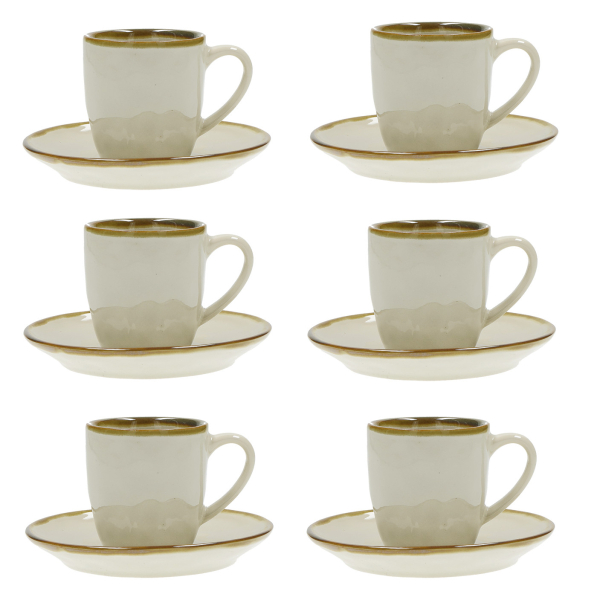Filiżanki do espresso kamionkowe ze spodkami ROSE TULIPANI CONCERTO AVORIO 90 ml 6 szt.