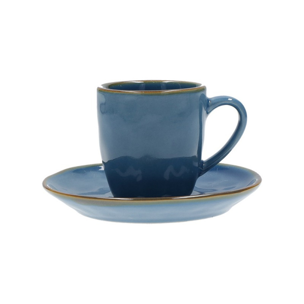 Filiżanki do espresso kamionkowe ze spodkami ROSE TULIPANI CONCERTO BLU AVIO 90 ml 6 szt.