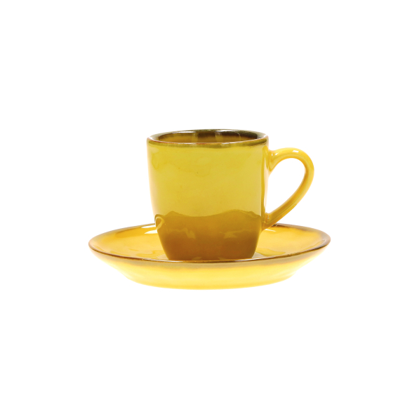 Filiżanki do espresso kamionkowe ze spodkami ROSE TULIPANI CONCERTO OCRA 90 ml 6 szt.