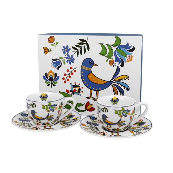 Filiżanki do espresso porcelanowe DUO ETNO PTASZEK KASZUBSKI 90 ml 2 szt.