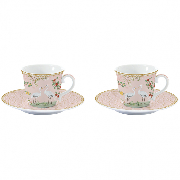 Filiżanki do espresso porcelanowe ze spodkami EASY LIFE JARDIN DE REVES 80 ml 2 szt.