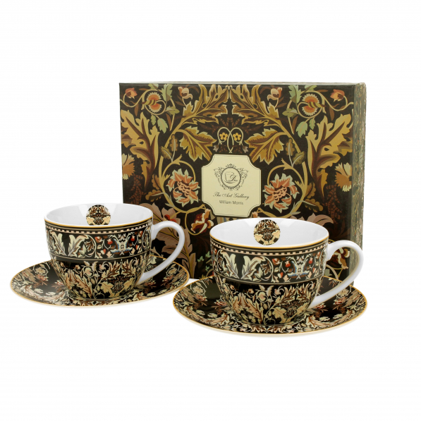 Filiżanki do espresso porcelanowe ze spodkami DUO ART GALLERY ACANTHUS LEAVES BY WILLIAM MORRIS 280 ml 2 szt.