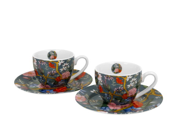Filiżanki do espresso porcelanowe ze spodkami DUO ART GALLERY BLUE BY WILLIAM KILBURN 110 ml 2 szt.