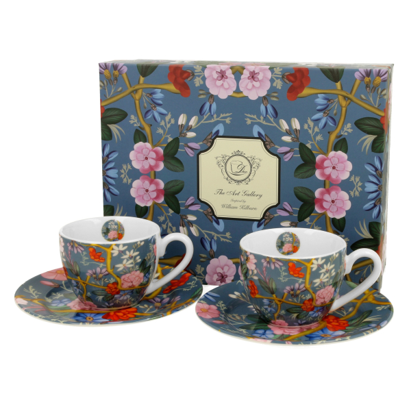 Filiżanki do espresso porcelanowe ze spodkami DUO ART GALLERY BLUE BY WILLIAM KILBURN 110 ml 2 szt.