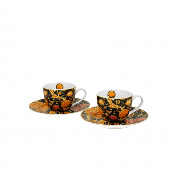 Filiżanki do espresso porcelanowe ze spodkami DUO ART GALLERY CRAY FLORAL BY WILLIAM MORRIS 110 ml 2 szt.