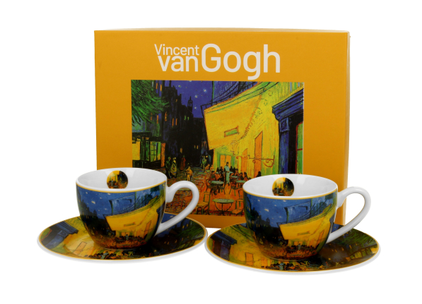 Filiżanki do espresso porcelanowe ze spodkami DUO ART GALLERY STARRY NIGHT BY V. VAN GOGH 110 ml 2 szt.