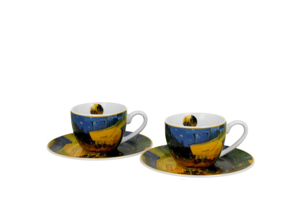 Filiżanki do espresso porcelanowe ze spodkami DUO ART GALLERY STARRY NIGHT BY V. VAN GOGH 110 ml 2 szt.