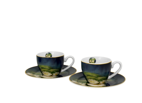 Filiżanki do espresso porcelanowe ze spodkami DUO ART GALLERY NENUFARS BY C. MONET 110 ml 2 szt.