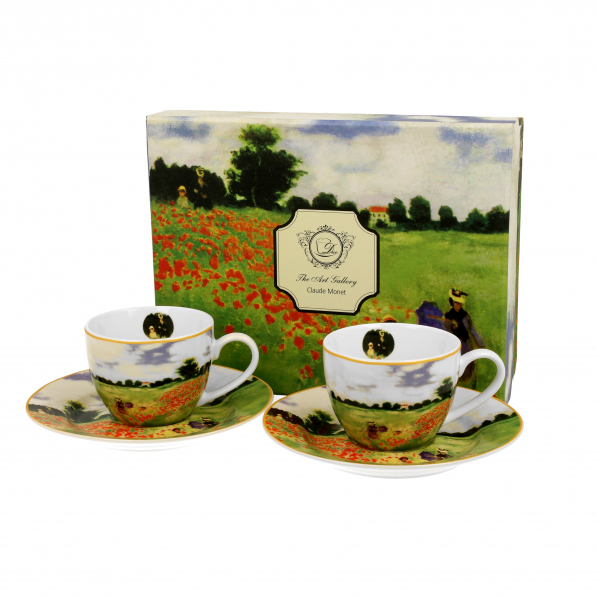 Filiżanki do espresso porcelanowe ze spodkami DUO ART GALLERY POPPY FIELD BY C. MONET 110 ml 2 szt.