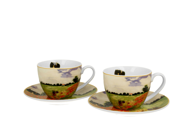 Filiżanki do espresso porcelanowe ze spodkami DUO ART GALLERY POPPY FIELD BY C. MONET 110 ml 2 szt.