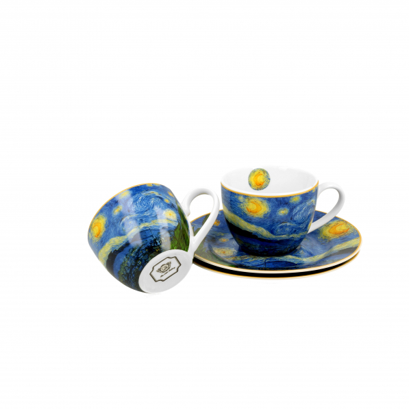 Filiżanki do espresso porcelanowe ze spodkami DUO ART GALLERY STARRY NIGHT BY V. VAN GOGH 110 ml 2 szt.