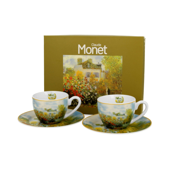 Filiżanki do espresso porcelanowe ze spodkami DUO ART GALLERY THE GARDEN AT ARGENTEUIL BY C. MONET 110 ml 2 szt.