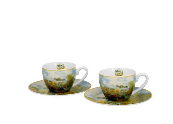 Filiżanki do espresso porcelanowe ze spodkami DUO ART GALLERY THE GARDEN AT ARGENTEUIL BY C. MONET 110 ml 2 szt.