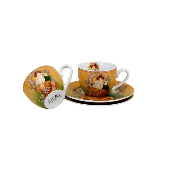 Filiżanki do espresso porcelanowe ze spodkami DUO ART GALLERY TOPAZ BY A. MUCHA 90 ml 2 szt.