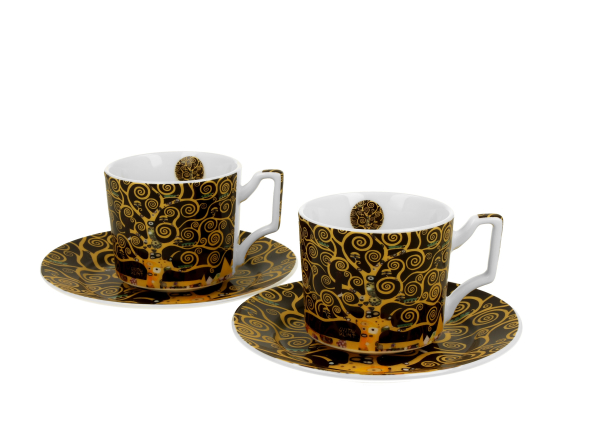 Filiżanki do espresso porcelanowe ze spodkami DUO ART GALLERY TREE OF LIFE BY GUSTAV KLIMT 110 ml 2 szt.