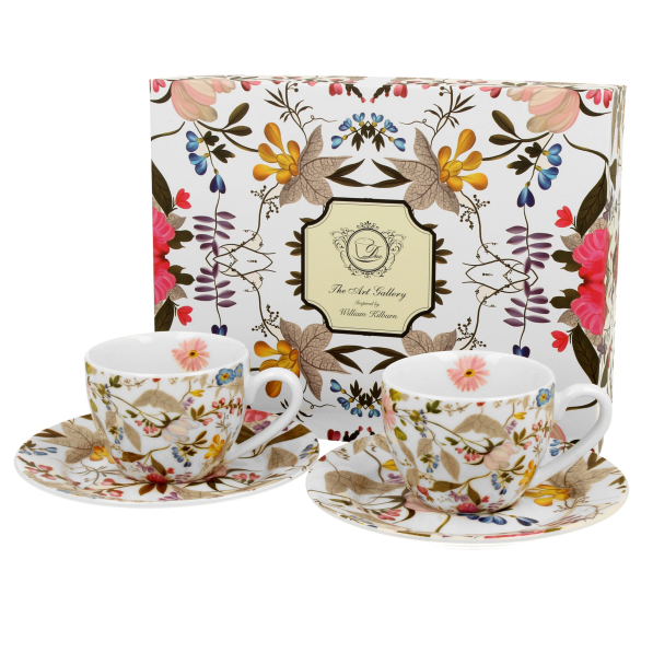 Filiżanki do espresso porcelanowe ze spodkami DUO ART GALLERY WHITE BY WILLIAM KILBURN 110 ml 2 szt.