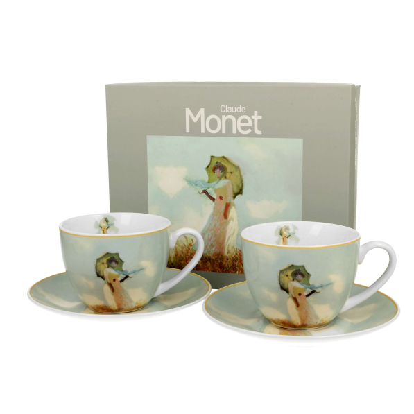 Filiżanki do espresso porcelanowe ze spodkami DUO ART GALLERY WOMAN WITH PARASOL BY C. MONET 110 ml 2 szt.
