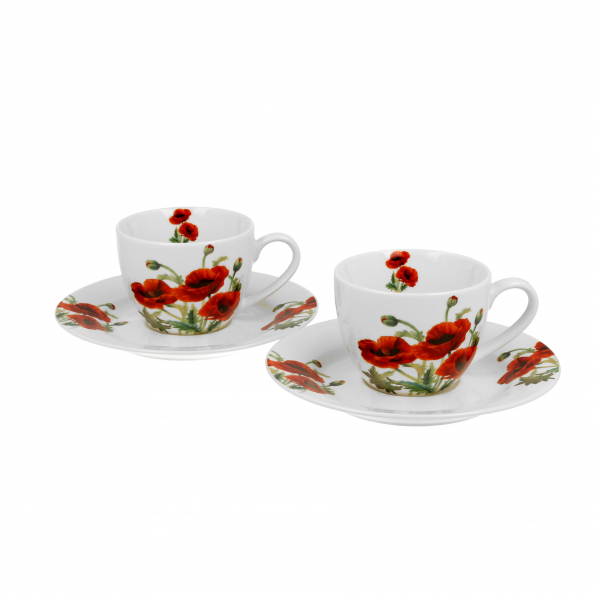 Filiżanki do espresso porcelanowe ze spodkami DUO CLASSIC POPPIES 110 ml 2 szt.