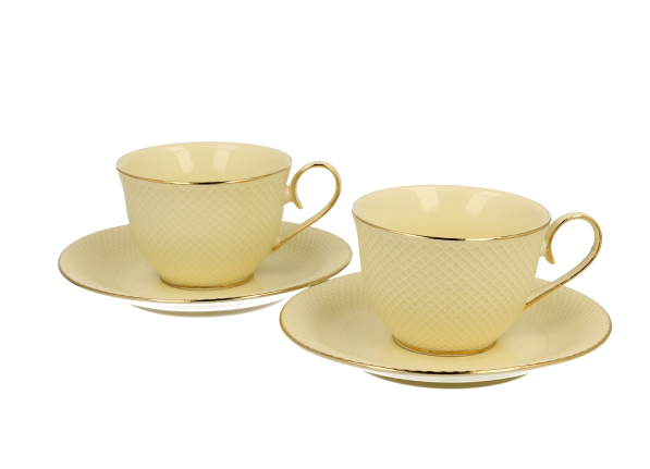 Filiżanki do espresso porcelanowe ze spodkami DUO ECRU VESPER 120 ml 2 szt.