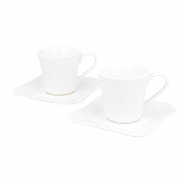 Filiżanki do espresso porcelanowe ze spodkami DUO ELEGANCE 100 ml 2 szt.