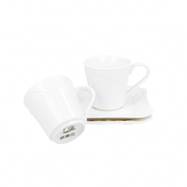 Filiżanki do espresso porcelanowe ze spodkami DUO ELEGANCE 100 ml 2 szt.