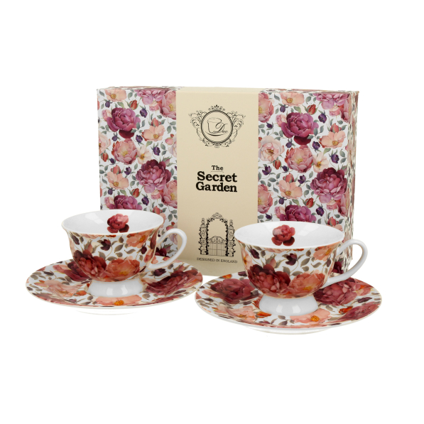 Filiżanki do espresso porcelanowe ze spodkami DUO FLORAL EXCLUSIVE SPRING ROSES 100 ml 2 szt.