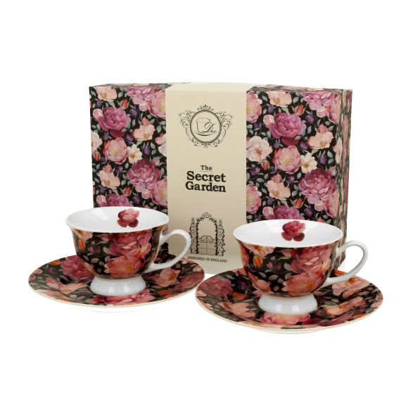 Filiżanki do espresso porcelanowe ze spodkami DUO FLORAL EXCLUSIVE SPRING ROSES 100 ml 2 szt.