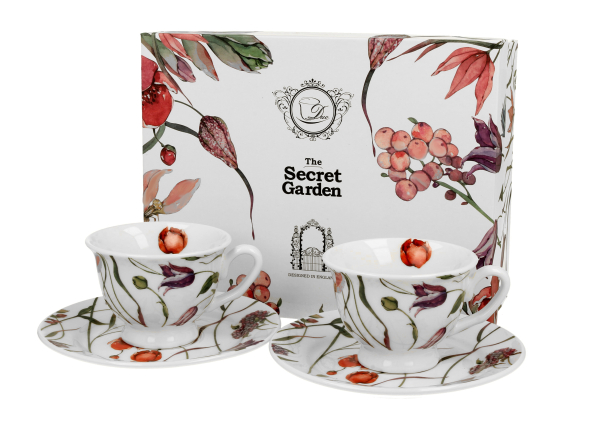 Filiżanki do espresso porcelanowe ze spodkami DUO THE SECRET GARDEN FLOWER MEADOW 100 ml 2 szt.